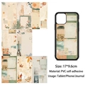 Vintage PVC Aufkleber Set mit Eiffelturm und Blumen für Handy und Notizbuch Dekoration - Literarischer Retro