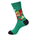 Grüne Socken mit lustigem Skelett- und Pizza-Muster für den Tag der Toten - 1368-Grüner Pizza-Schädel