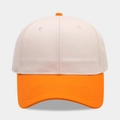 Close-up of contrast stitching on two-tone cotton baseball cap brim and panels - Adjustable / Beige with Orange Visor