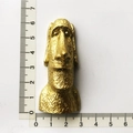 Figurina souvenir dorata in resina da 5,5 cm con texture metallica granellata - Moai dell'Isola di Pasqua Dorato