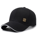 Casquette de baseball noire classique avec bord blanc et plaque logo carrée dorée - Réglable / Noir avec bord blanc