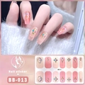 Detailed 5D embossed nail sticker set BB-013 with pink gradient and gold geometric patterns - Style BB013