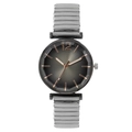 Women's quartz watch with grey gradient dial and gunmetal elastic expansion band - Dark Gray