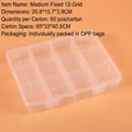 Detailed top view of 12 compartment clear plastic storage box with double buckle latches - Medium Fixed 12-Compartment (20.8x15.7x3.9cm)