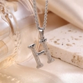 Silver letter H necklace with unique bone texture and thick rope chain jewelry - Steel Letter H (Pendant Only)