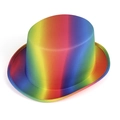 Rainbow gradient top hat with stiff brim for party and stage performance costume - Adult / Rainbow Vertical Stripes