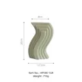 Modern light green S-shaped geometric ceramic vase with vertical texture, height 20cm - Green Small Style / Pale Green