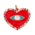 Red heart pendant with colorful zircon stones and devil eye motif in rose gold finish - Red Multicolor CZ L295191-R