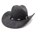 Cappello da cowboy nero classico con trama in pelle di serpente e fibbia argentata, 45 gradi - M (56-58cm) / Motivo Serpente Nero