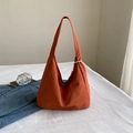 Minimalist burnt orange canvas tote bag for women in soft washed cotton material - No Pendant / Orange