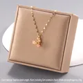 Halskette mit rotierendem Kleeblatt-Anhänger aus Gold Titanstahl mit Opal - Rosa Stein Klee-Stil (Rotierende Nr. 104 A1409)