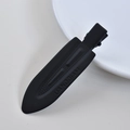 Detail shot of black matte cellulose acetate hair clip with embossed UANODIAN lettering - 29# Metal 7cm Seamless Clip