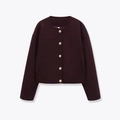 Elegante chaqueta de tweed rojo vino para mujer con cinco botones dorados decorativos - XS / Marrón Rojizo