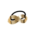 Goldenes Infinity-Haargummi aus Metall mit schwarzem Gummiband im minimalistischen Stil - Glänzend Unendlichkeit