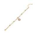 Golden double-layer stainless steel bracelet with faux pearls and starburst pendant - Round Starburst Pendant (B555-1#)