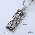 Detailed macro view of punk style rectangular pendant showing 48mm height and 20mm width - Swordsman in Bamboo Hat (单吊坠款式20)