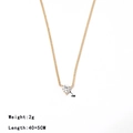 Collana dorata con pendente cuore in zircone 4mm, lunghezza 40+5cm, peso 2g, stile minimale - Oro-Zircone Bianco
