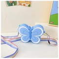 Cute light blue butterfly silicone crossbody bag with colorful rainbow shoulder strap - Double-Sided Butterfly / Sky Blue