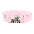 Pink crystal bead bracelet with silver Buddha charm and carved star pattern bead - Rose Quartz Set 2