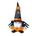 Halloween-Zwerg mit schwarzem Spinne-Hut und orangefarbenen BOO-Kürbissen Deko - Männlicher Stil - Kürbis BOO Dekor