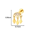 Gold titanium flower labret stud with marquise gemstone and diamond dangles, 0.96cm height - Rhombus Tassel (T2584-6#) / Gold