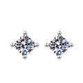 Elegant princess cut cubic zirconia stud earrings with silver-tone four-prong setting - TED281-Princess Cut Square Studs