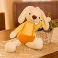 Long-eared rabbit plush toy in yellow striped shirt and orange shorts on a wooden table - 40CM / Yellow