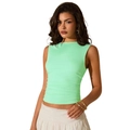 Slim fit sleeveless knit tank top in vibrant mint green color for women's summer style - S / Fluorescent Green