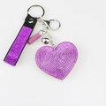 Glinsterende paarse hartvormige sleutelhanger met strass en elegante paarse kwast - Donkerviolet
