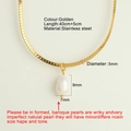 Collier double chaîne serpent en acier doré avec un pendentif en perle de baroque naturelle - Chaîne à Lames Dorée - NK2502G