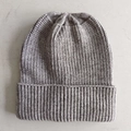 Classic grey ribbed knit beanie cap with fold-over cuff design for winter - Gray