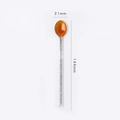 Amber heart glass stirring spoon with transparent glitter handle and size dimensions - Water Red Glitter Diamond Style
