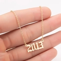 Customized 2013 year number pendant necklace in gold finish for women and girls - 2013 / Gold
