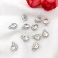 Set di 15 ciondoli zodiacali argentati con strass su tessuto bianco per gioielli - Argento Antico Aprile - Trasparente