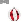 Red and white 8cm Christmas ball ornament with glitter texture for tree decoration - Diagonal Stripe Foam Ball Style B