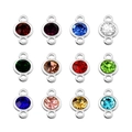 Detailed grid of 12-color crystal rhinestones with silver alloy double loops for DIY jewelry - 12 Mixed Colors