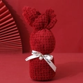 Red coral fleece bear towel gift with white pearl and for you printed ribbon - Red Rabbit / White Bow / Mesh Bag / 30*30cm