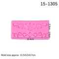 Pink baroque silicone mold with vintage floral relief patterns and dimension markings - 1#--Pink