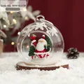 Palla di Natale in vetro trasparente con statuina di Babbo Natale e neve artificiale - Babbo Natale / Sfera di Vetro 8CM