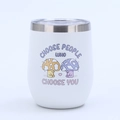Detail of 12oz stainless steel egg tumbler with cartoon mushroom and heart illustration - Style 4 / 12oz