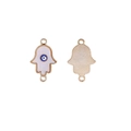 Golden Hamsa Hand and Evil Eye connector charms for bracelets with white enamel - Hamsa Hand Blue Eye Style (10#) / 10 Pieces Pack