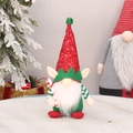 Weihnachtswichtel mit rotem Paillettenhut, grünem Filzkörper und gestreifter Zuckerstange - HX-2265 A/Rote Paillettenmütze/Männlich mit langem Bart