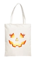 White canvas tote bag featuring an orange gradient pumpkin face digital print - White-D