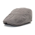 Dettaglio della trama in velluto a coste grigio di una coppola con cuciture rifinite - M (56-58cm) / Grigio