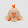Détail de broderie poussin et éléments 3D sur ce chapeau bob en coton pour enfants - Kaki / 50cm (1-3 Ans)