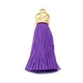 Purple cotton tassel with golden metal cap and ring for bag accessories and keychains - Dark Purple Tassel (KLJ6055-Z)