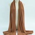 Brown long chiffon hijab scarf draped on mannequin with delicate texture and soft fall - 63