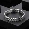 Bracciale in acciaio inossidabile argento stile cinturino su scatola regalo nera di lusso - 21cm / Color Acciaio