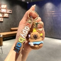 Cute brown capybara in a wooden bathtub keychain with a colorful Capybara wrist strap - B216-2 Duck
