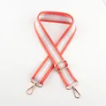 Adjustable canvas shoulder strap in orange, white and grey stripes with gold buckles - A28-3.8cm Wide (Silver Silk)